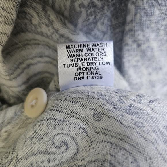 Flax Linen Paisley Long Sleeve Tunic Size S - Picture 9 of 9